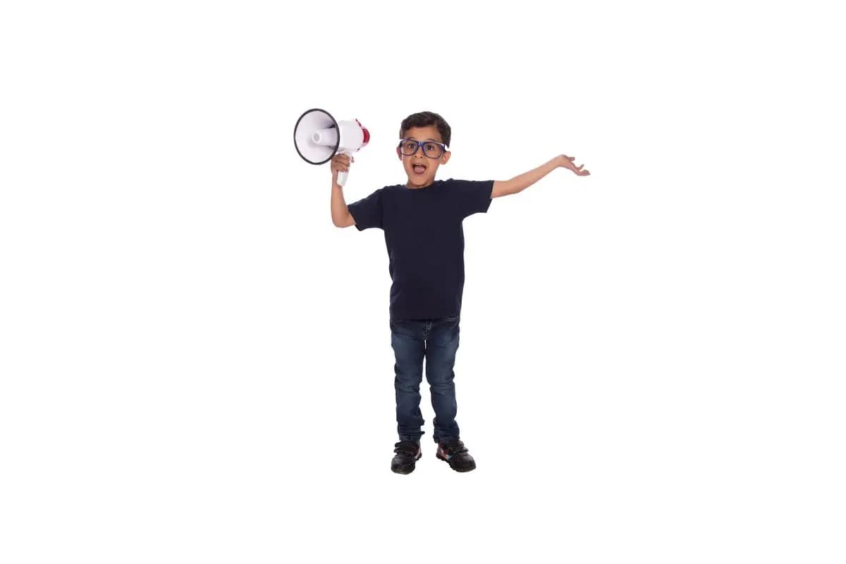 A kid with a speaker